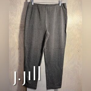 J Jill Ponte Slim Leg Brown Geo Print Ponte Pants size M